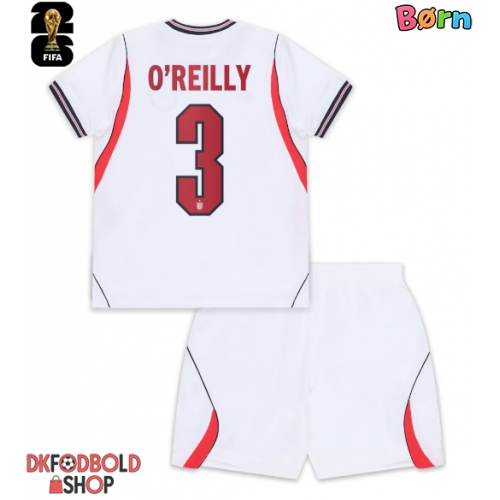 England Nico O'Reilly #3 Hjemmebanesæt Børn VM 2026 Kort ærmer (+ korte bukser)